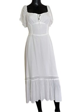 Live 4 Truth White Puff Sleeve Smocked Maxi Dress